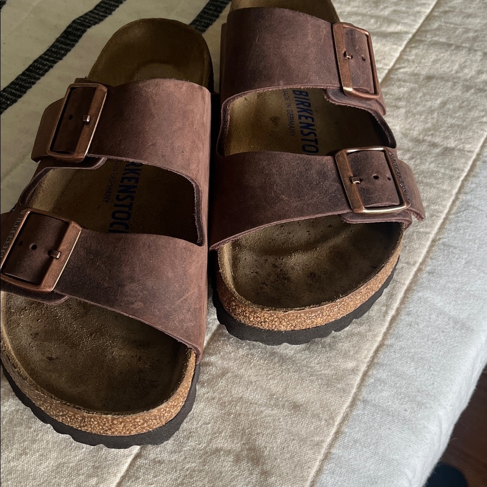 Birkenstock Dark Brown Oiled Leather Arizona Sandals